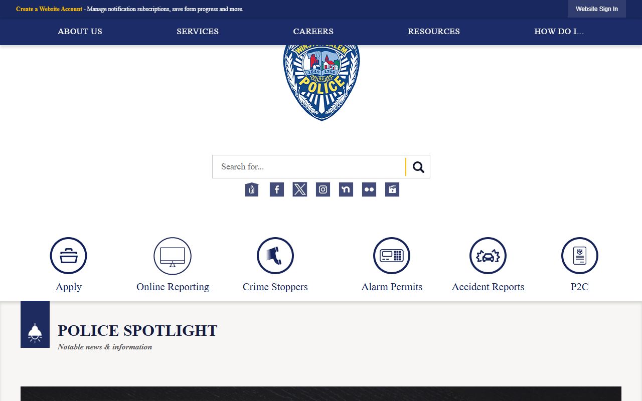 Winston-Salem Police Department website for traffic ticket records