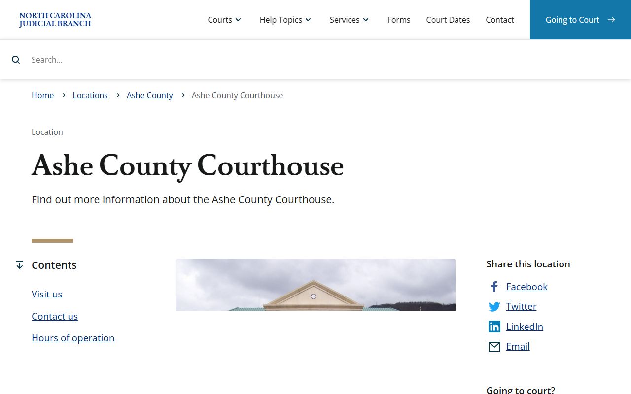 Ashe County courthouse for traffic ticket records