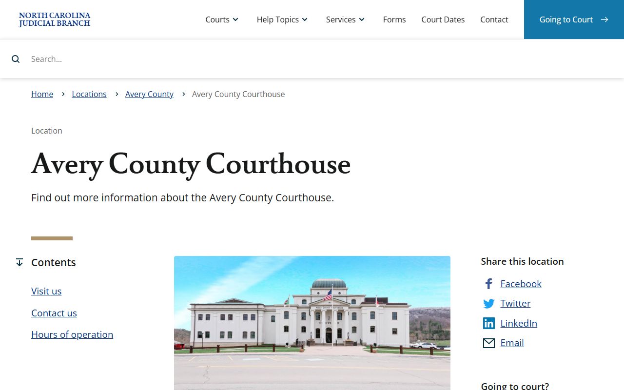 Avery County courthouse for traffic ticket records