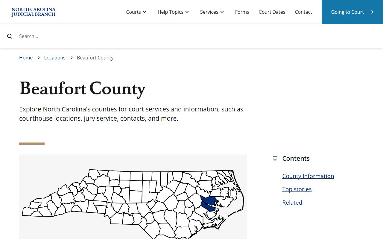 Beaufort County court page for traffic ticket records