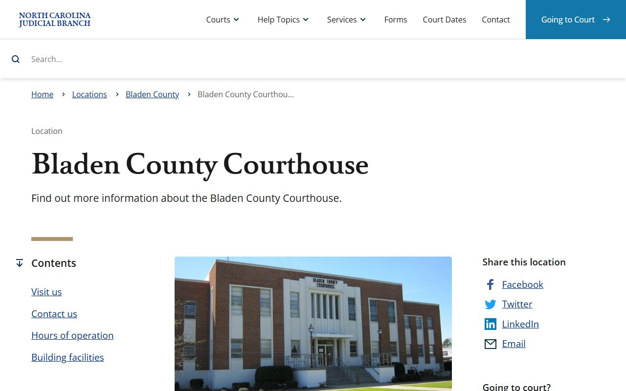 Bladen County courthouse for traffic ticket records