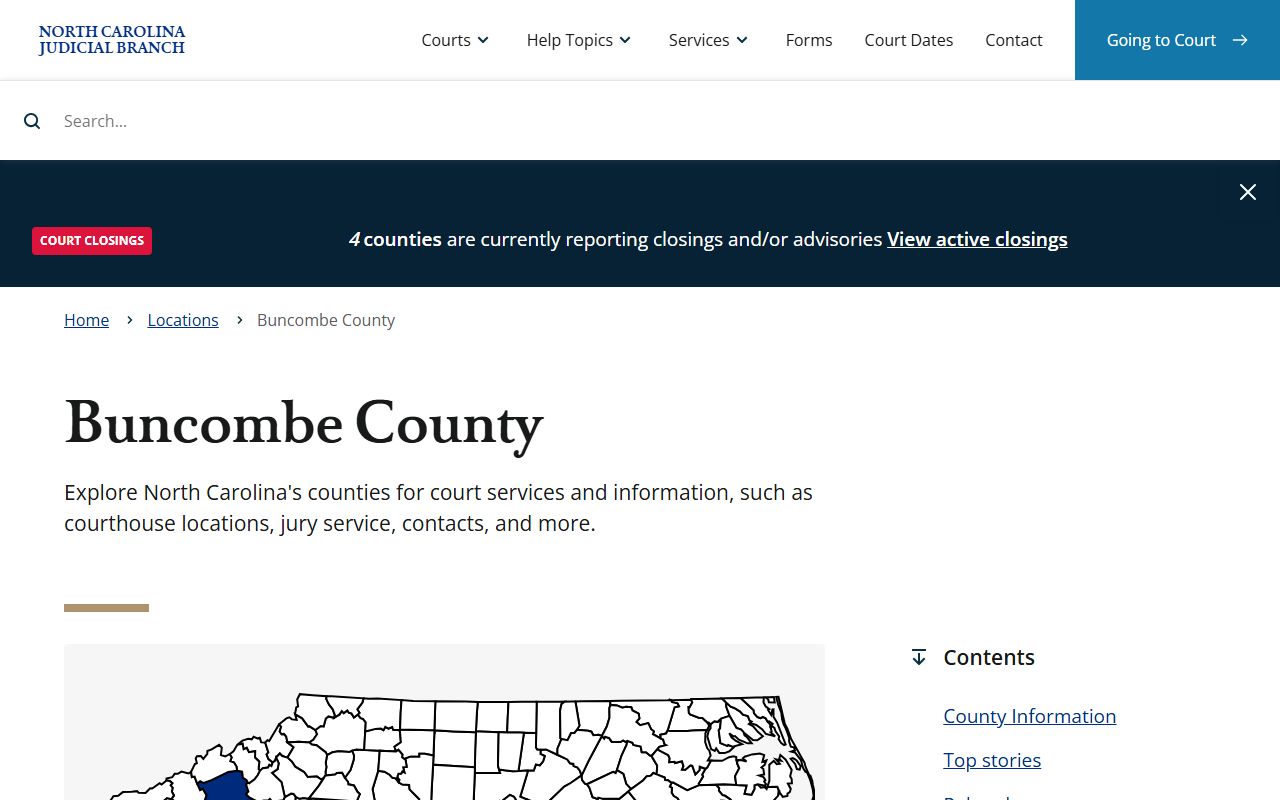 Buncombe County court page for traffic ticket records