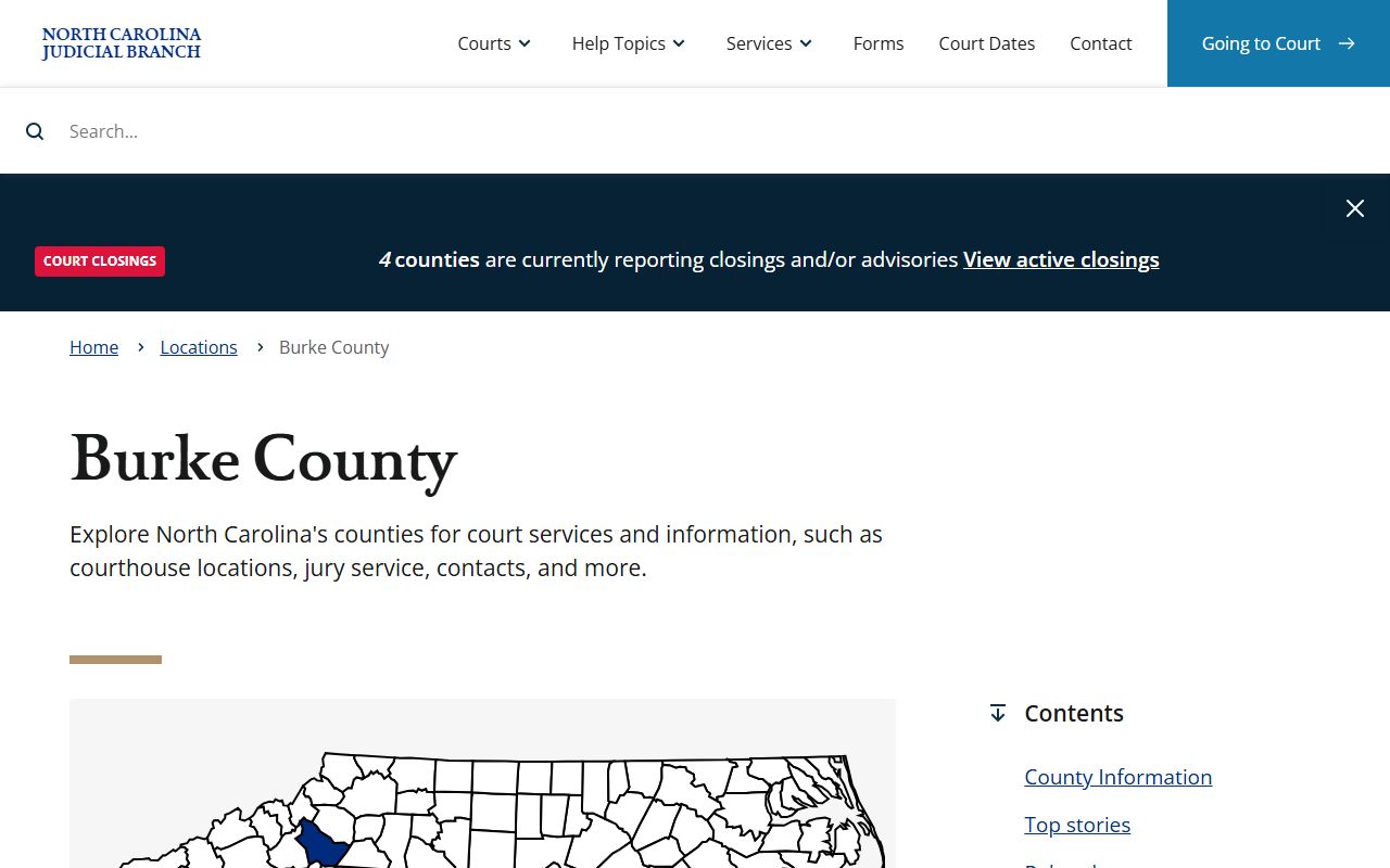 Burke County court page for traffic ticket records