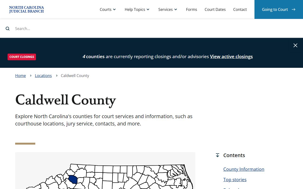Caldwell County court page for traffic ticket records