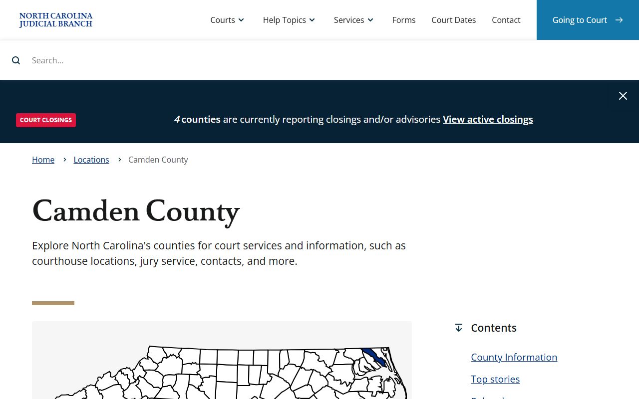 Camden County court page for traffic ticket records