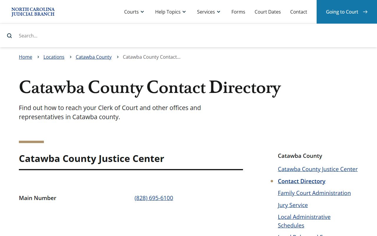 Catawba County contact directory for traffic ticket records