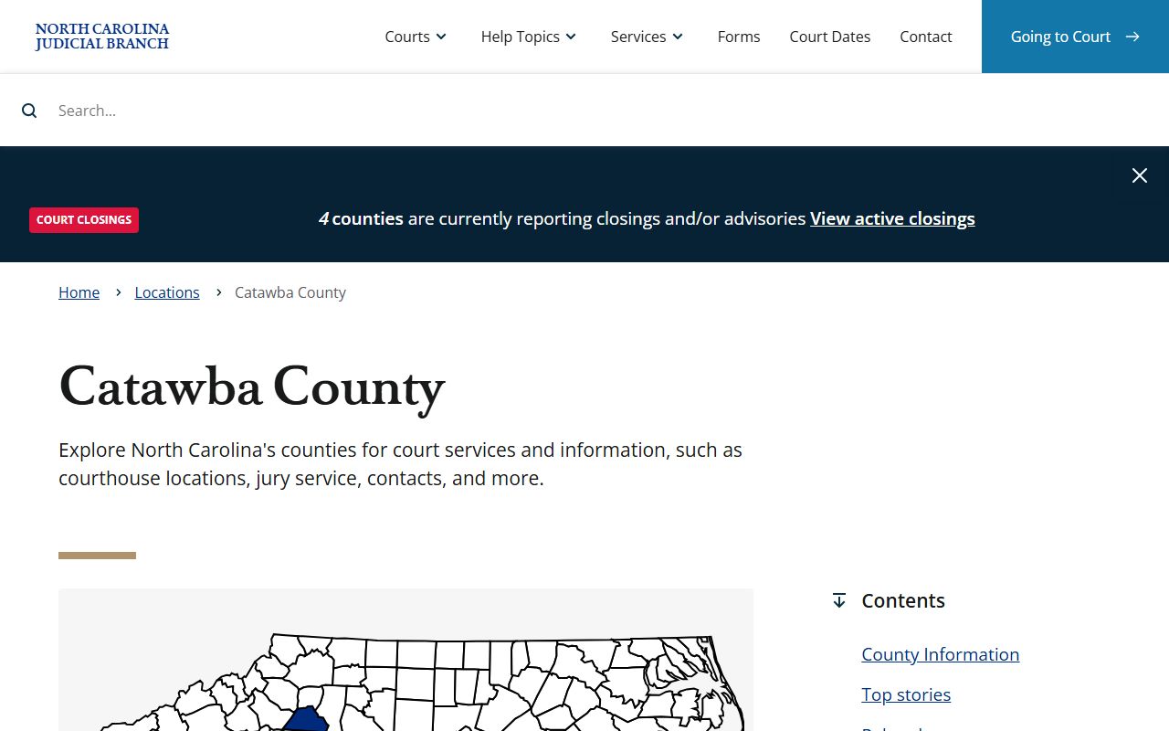 Catawba County court page for traffic ticket records
