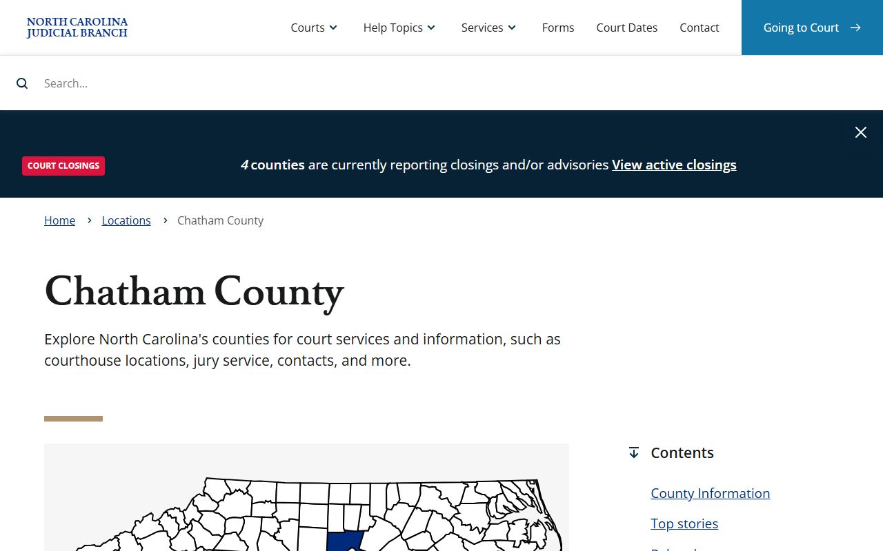 Chatham County court page for traffic ticket records
