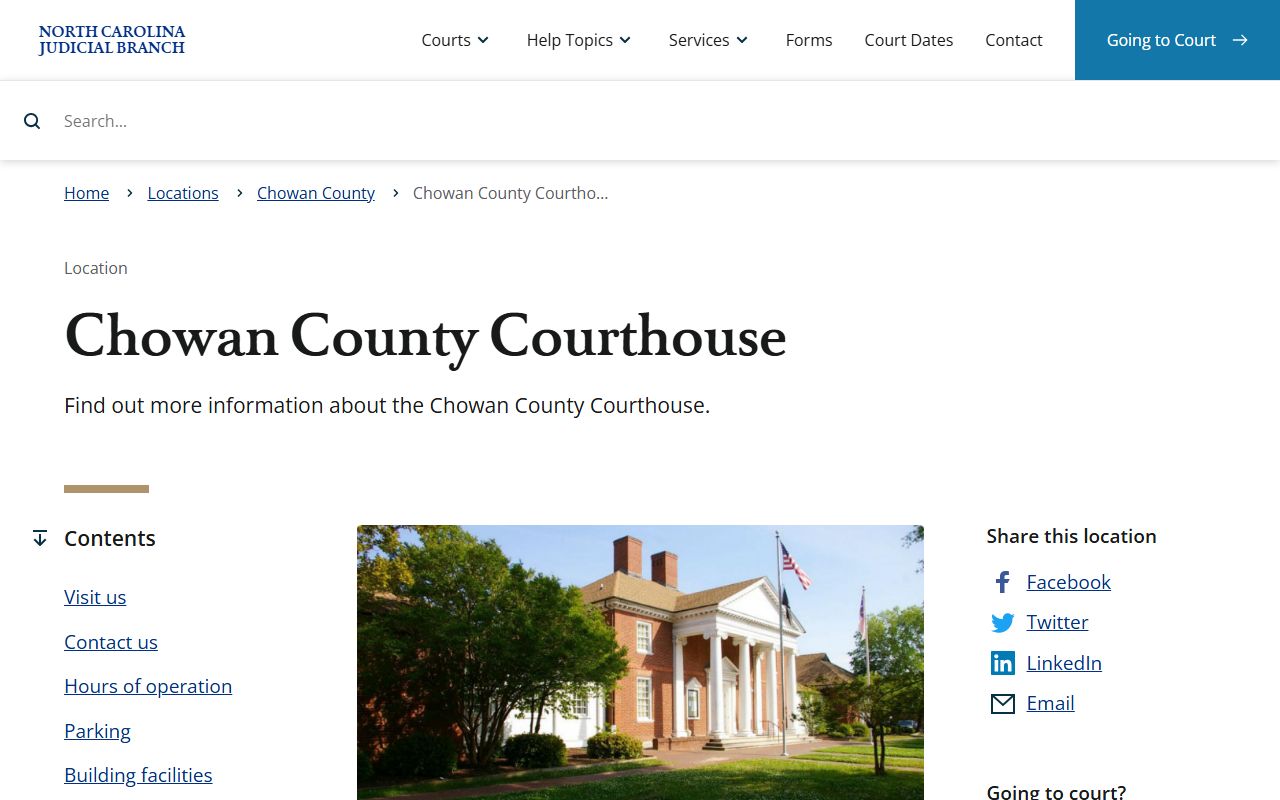 Chowan County courthouse for traffic ticket records