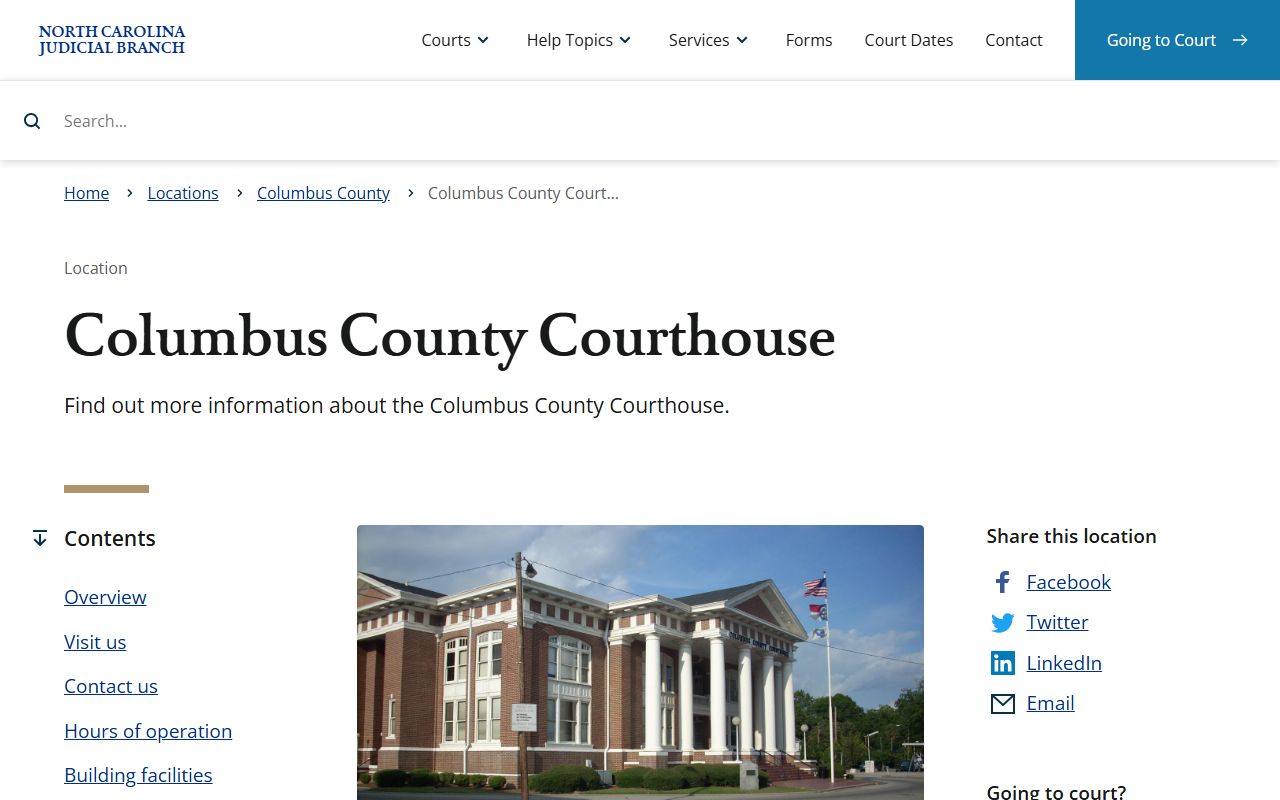 Columbus County courthouse for traffic ticket records