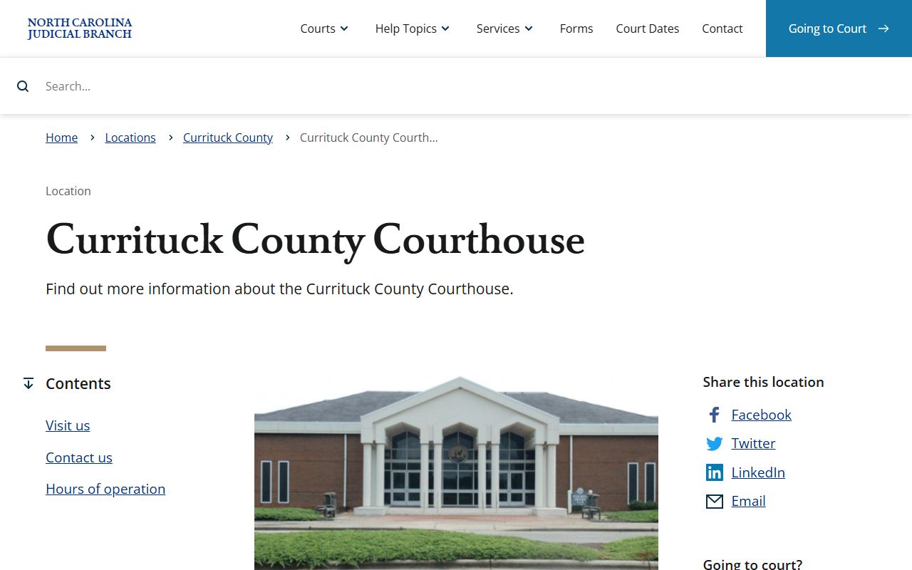 Currituck County courthouse for traffic ticket records