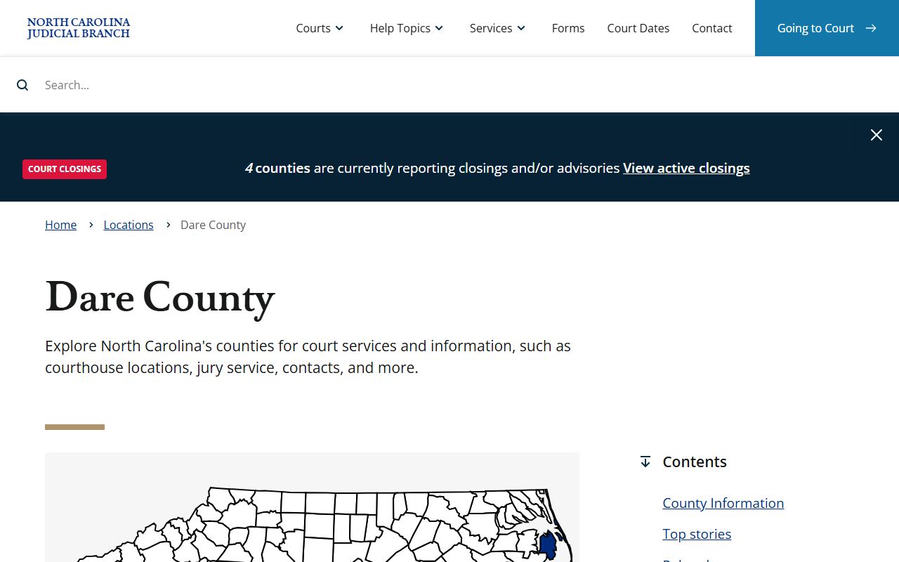 Dare County Clerk of Superior Court page for traffic ticket records