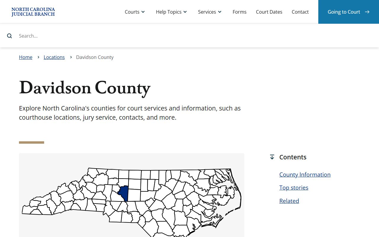 Davidson County Clerk of Superior Court page for traffic ticket records