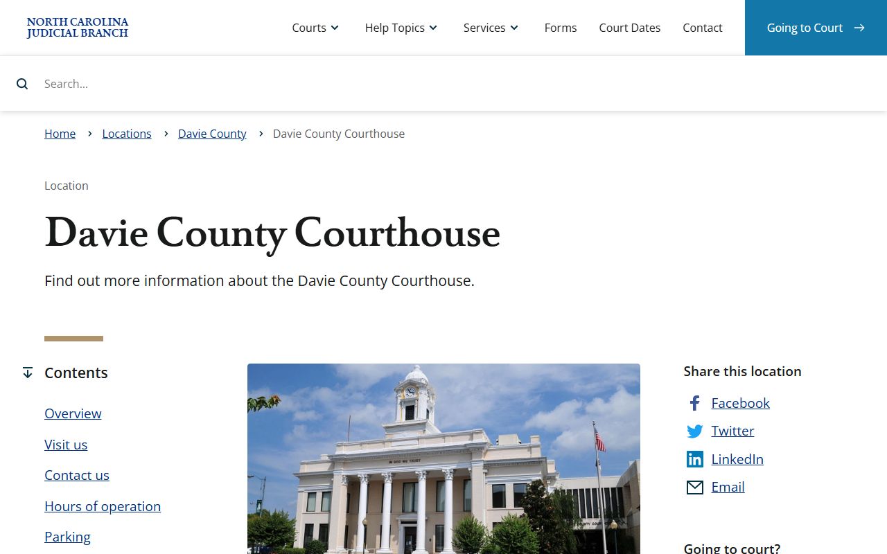 Davie County courthouse for traffic ticket records