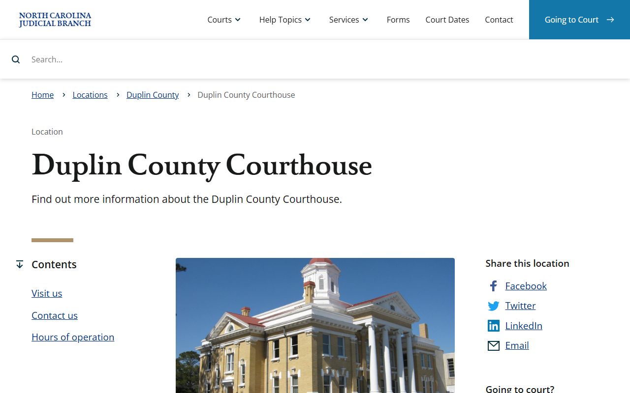 Duplin County courthouse for traffic ticket records