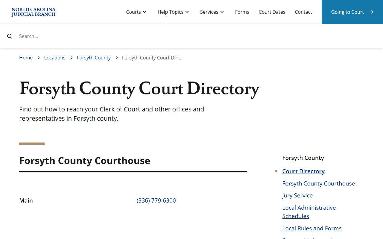 Forsyth County court contact directory for traffic ticket records