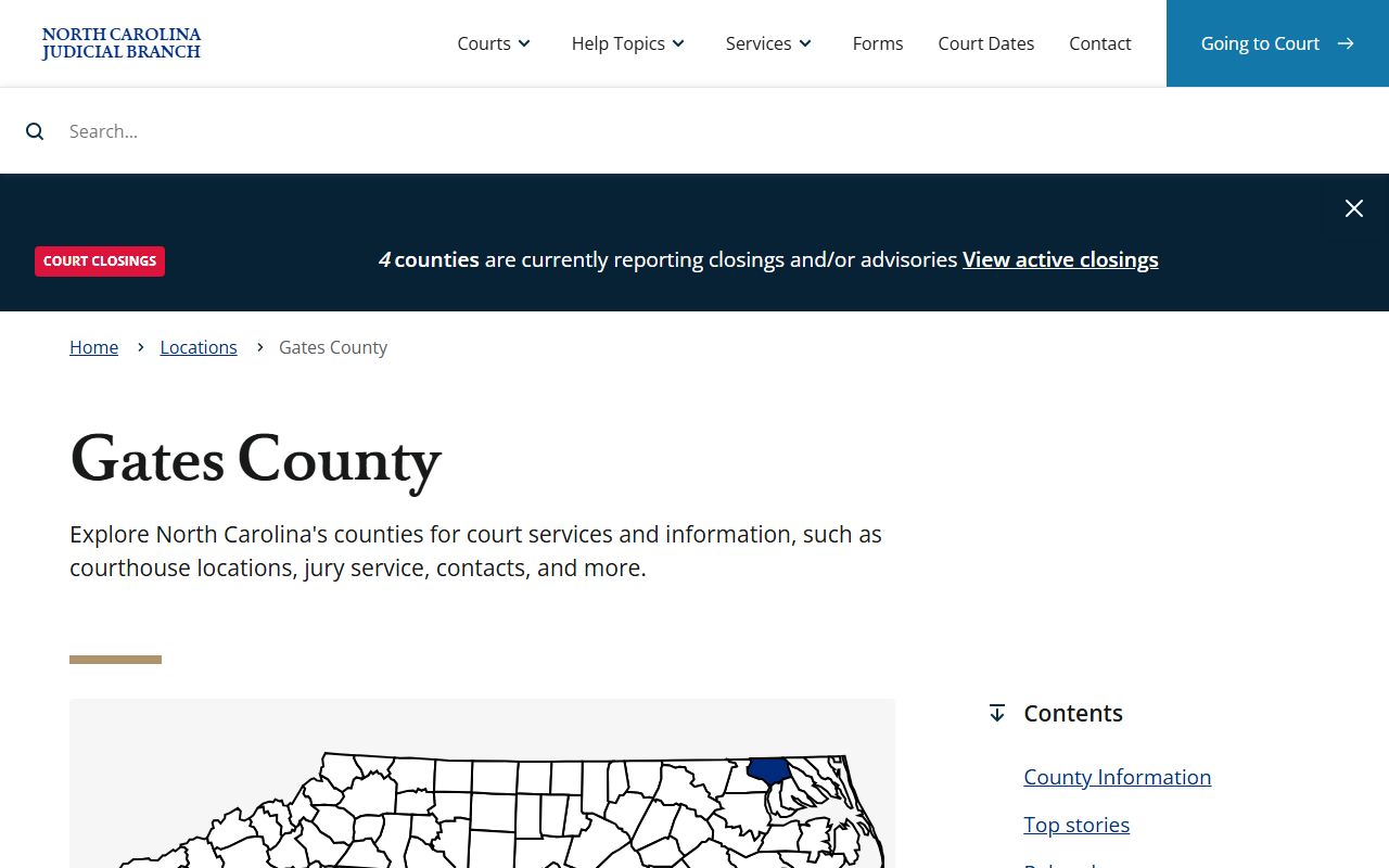 Gates County Clerk of Superior Court page for traffic ticket records
