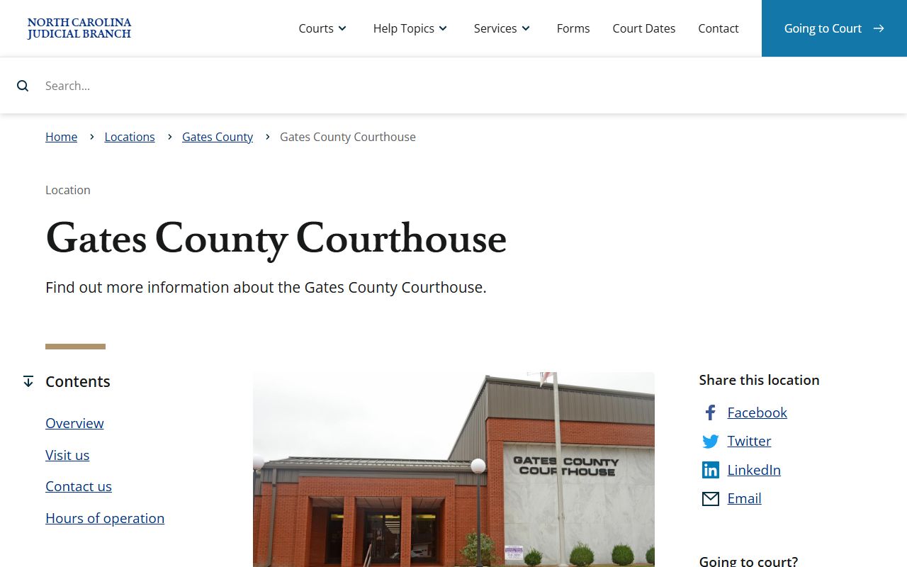 Gates County courthouse for traffic ticket records