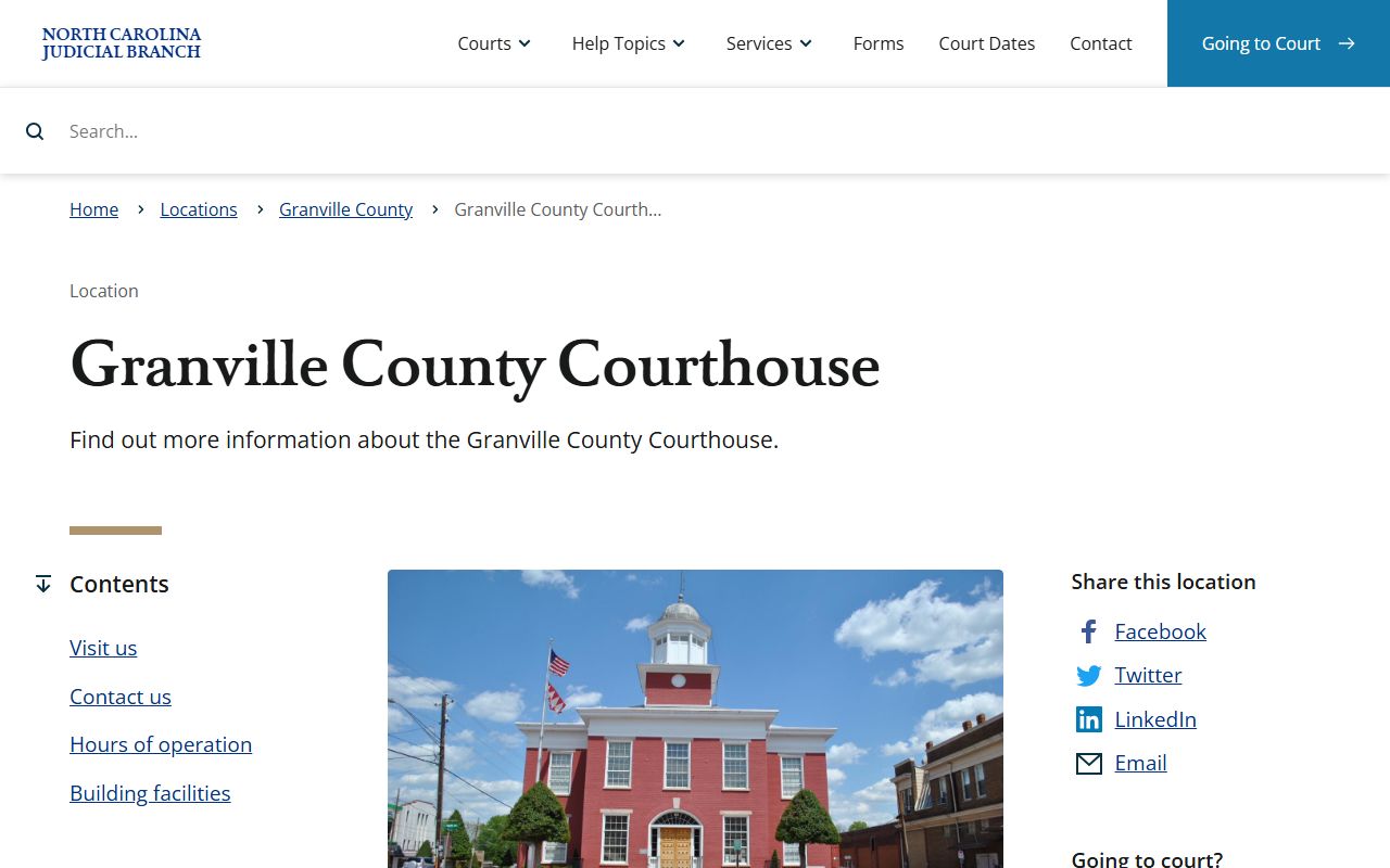 Granville County courthouse for traffic ticket records