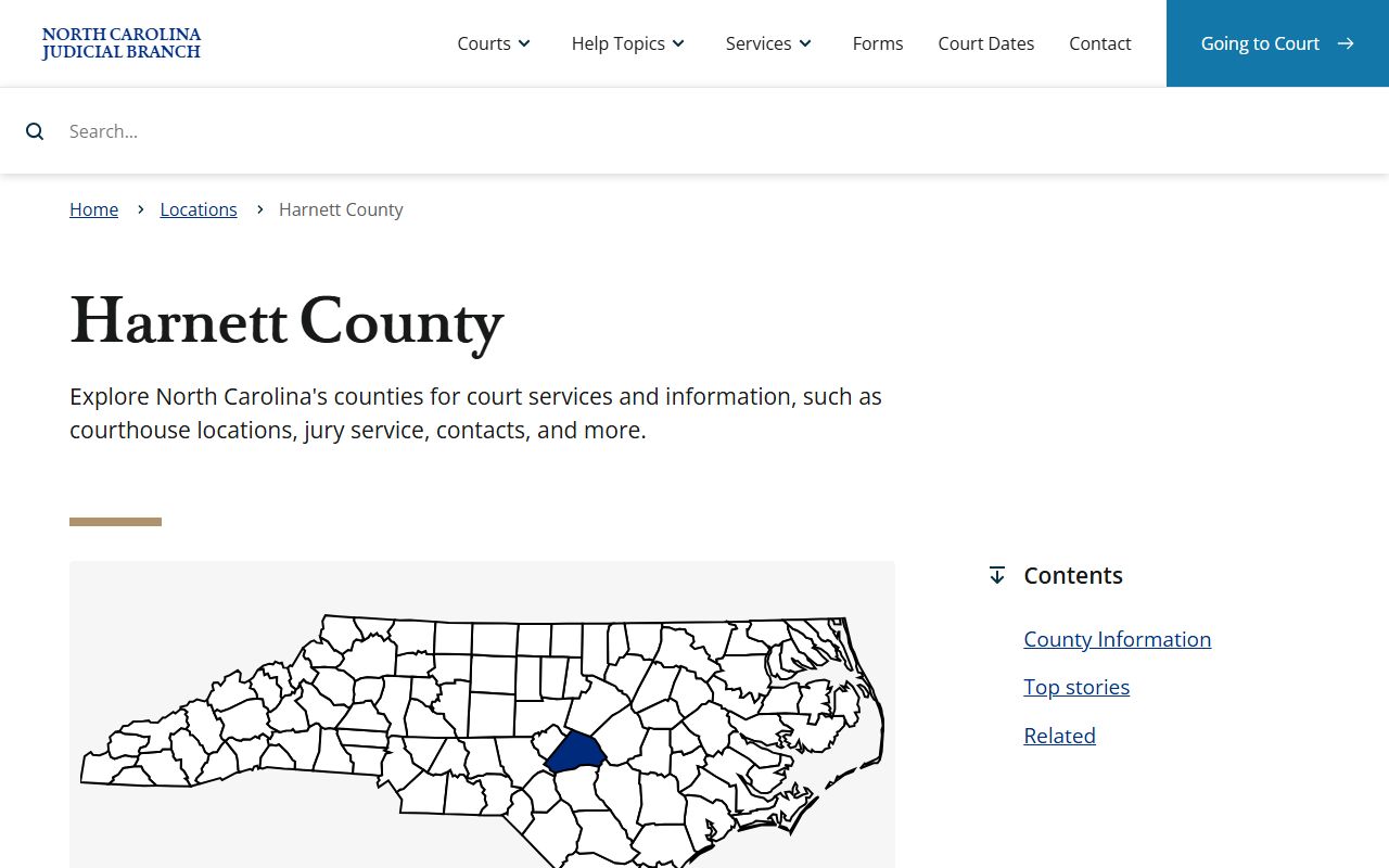Harnett County Clerk of Superior Court page for traffic ticket records
