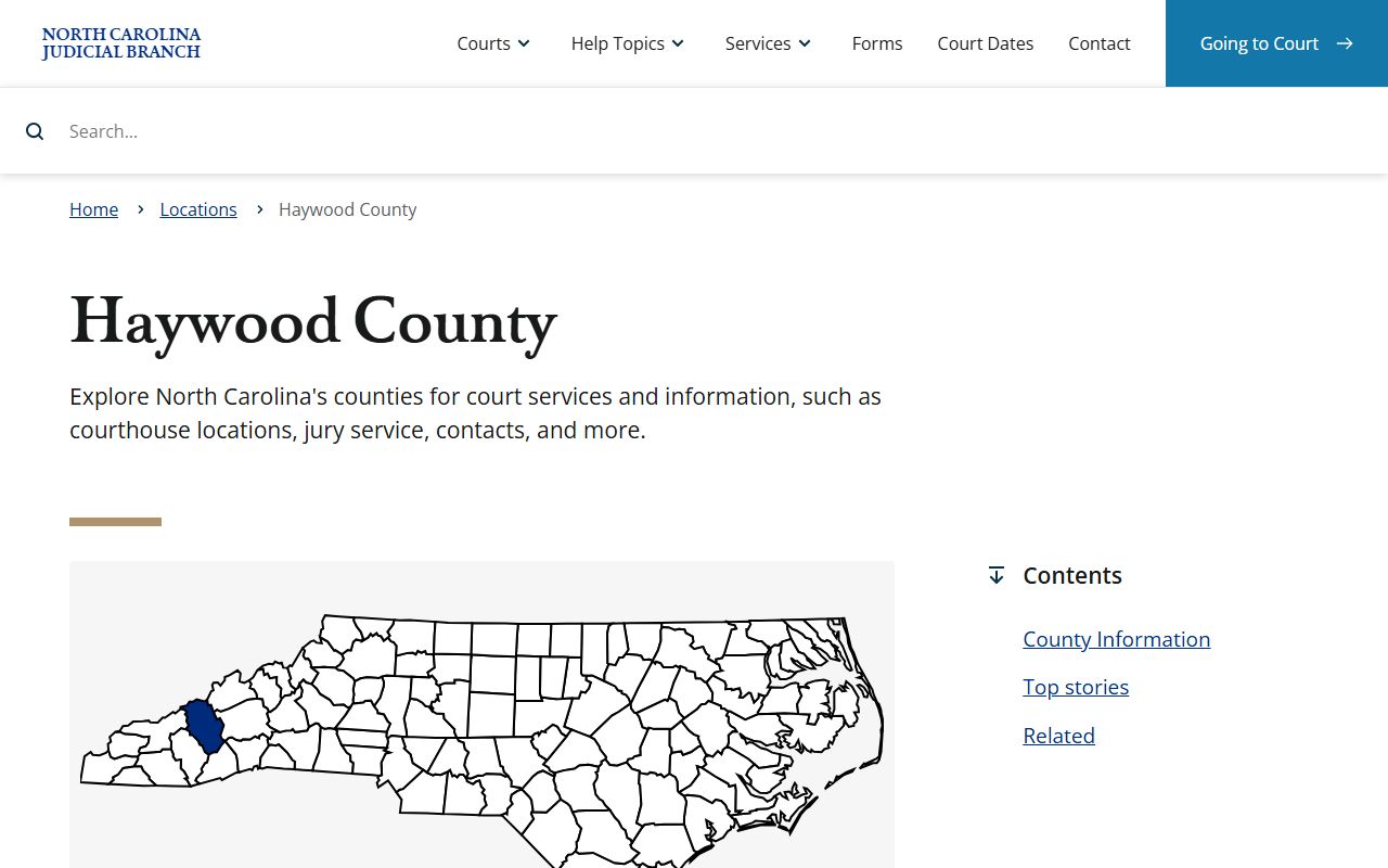 Haywood County Clerk of Superior Court page for traffic ticket records