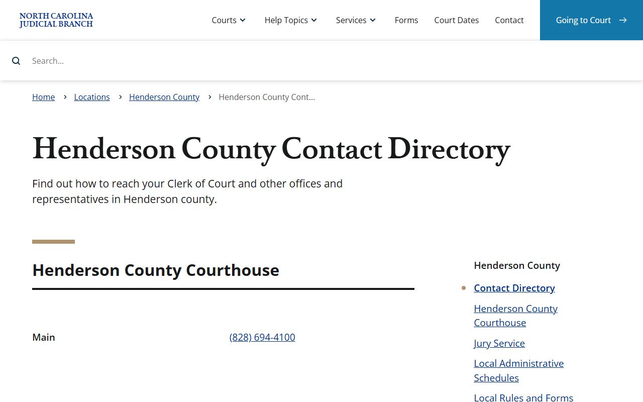 Henderson County court contact directory for traffic ticket records