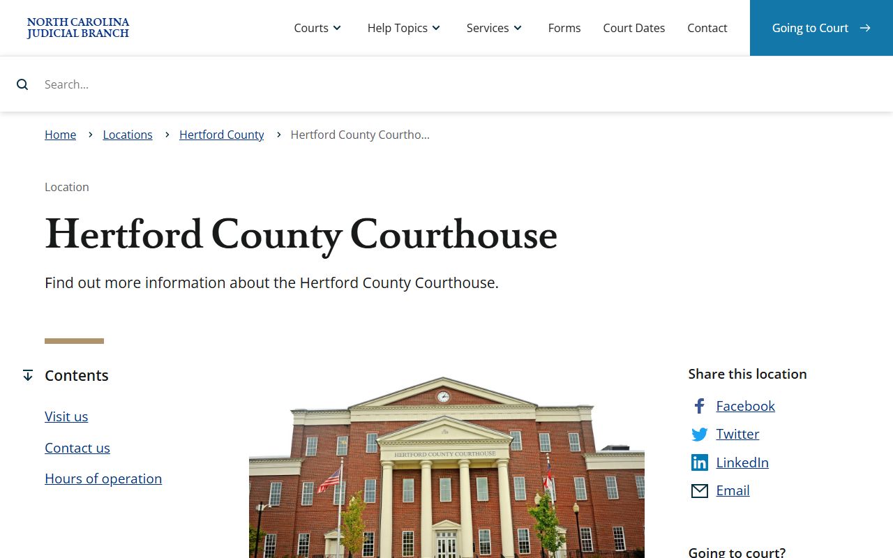 Hertford County courthouse for traffic ticket records