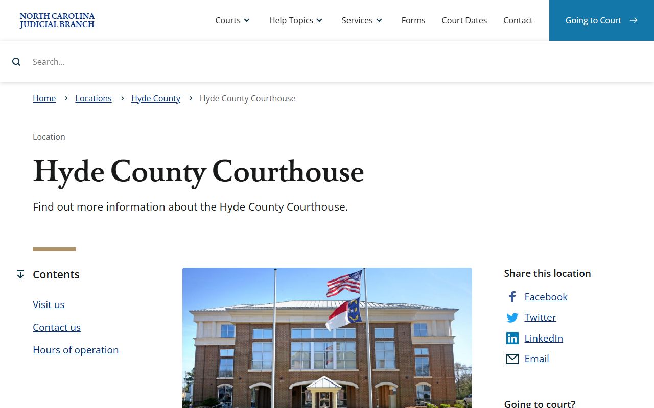 Hyde County courthouse for traffic ticket records
