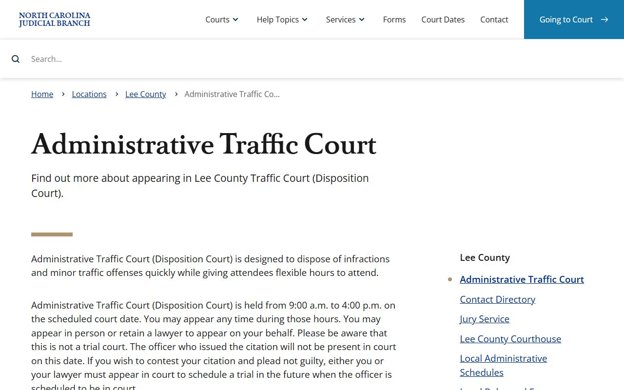 Lee County Administrative Traffic Court for traffic ticket records