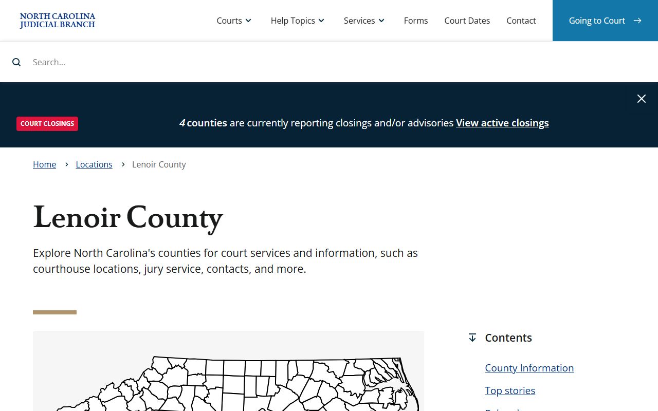 Lenoir County court page for traffic ticket records