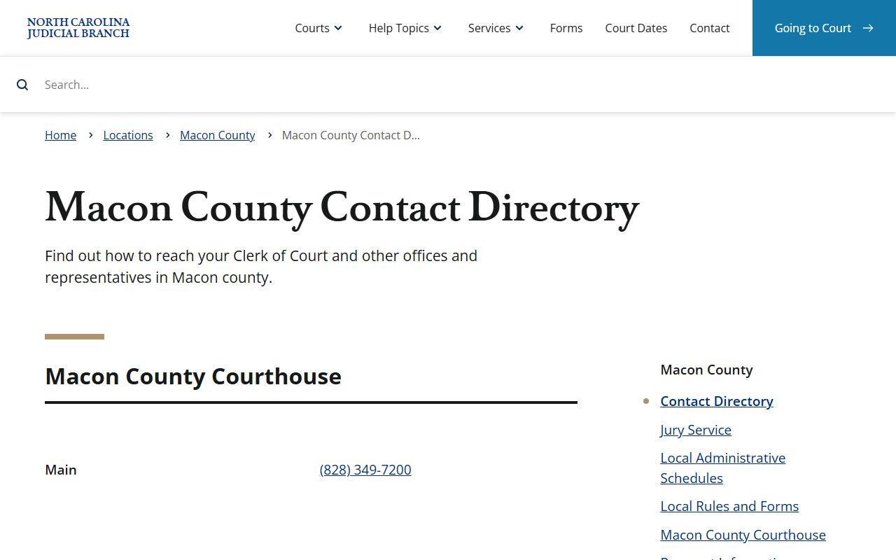 Macon County contact directory for traffic ticket records