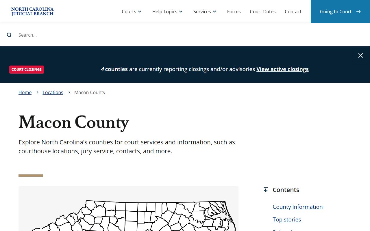 Macon County court page for traffic ticket records
