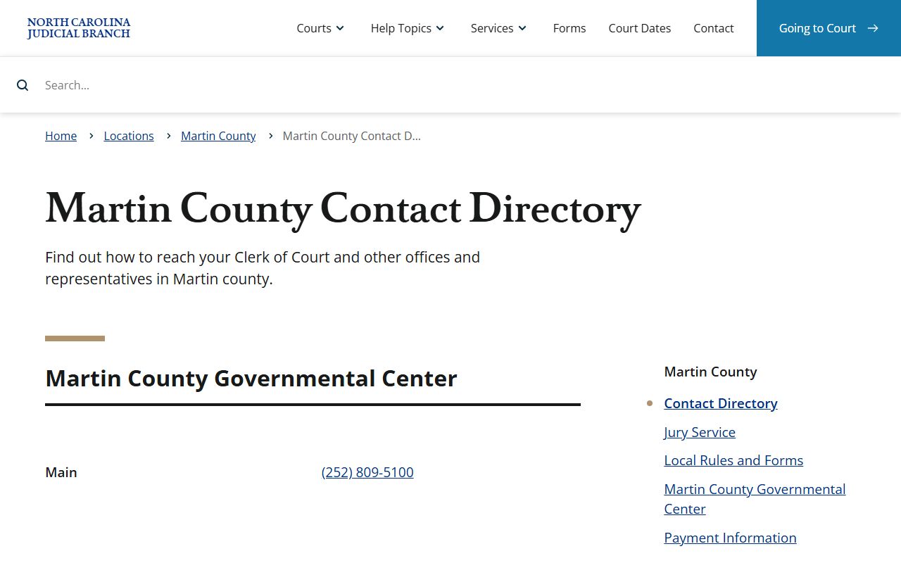 Martin County contact directory for traffic ticket records