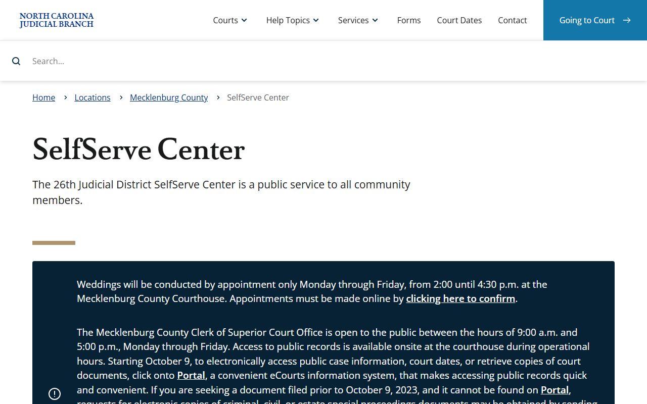 Mecklenburg County SelfServe Center for traffic ticket records