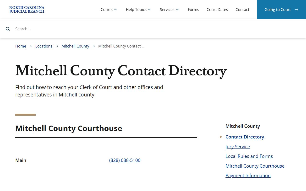 Mitchell County contact directory for traffic ticket records