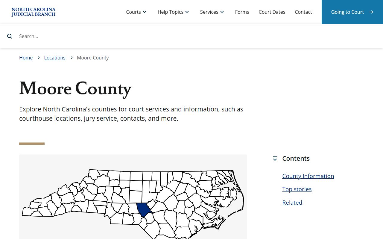 Moore County court page for traffic ticket records