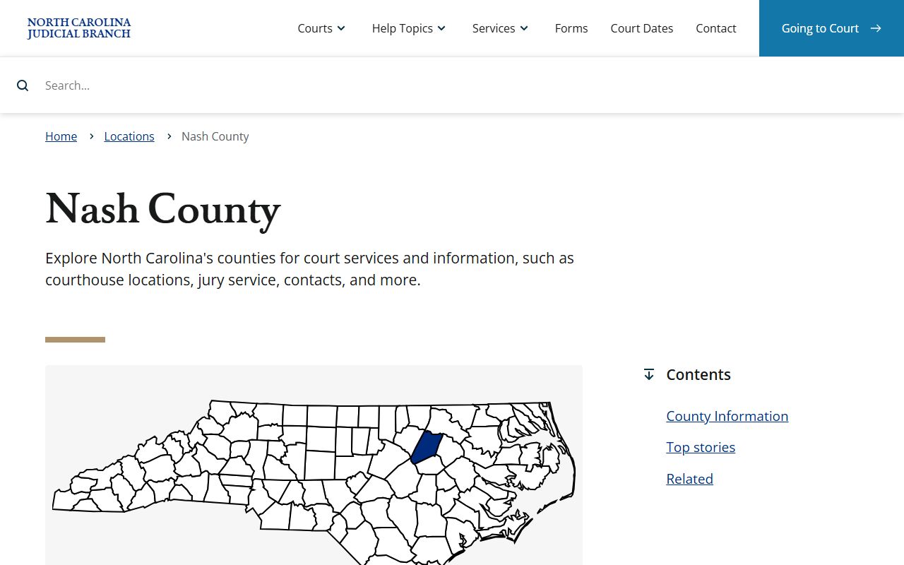 Nash County court page for traffic ticket records
