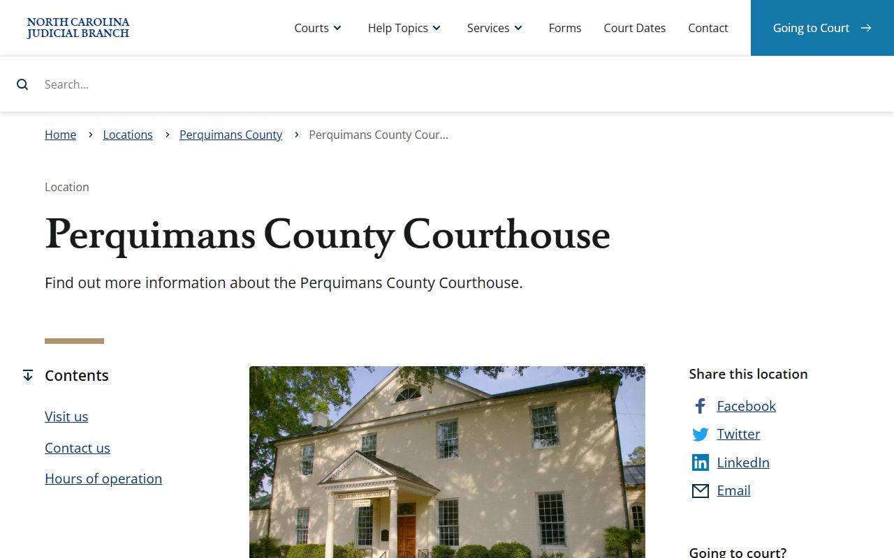 Perquimans County courthouse for traffic ticket records