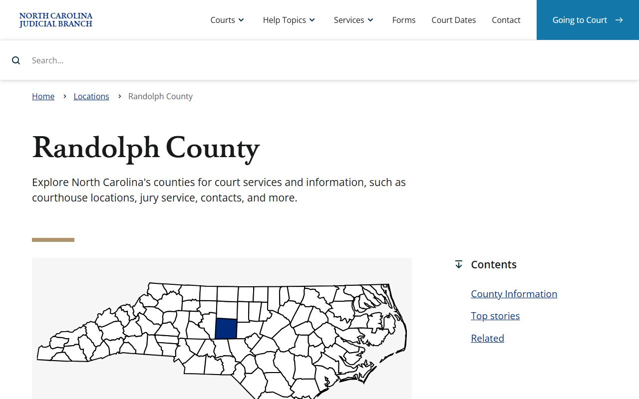 Randolph County court page for traffic ticket records