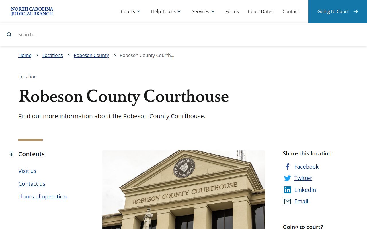 Robeson County courthouse in Lumberton for traffic ticket records