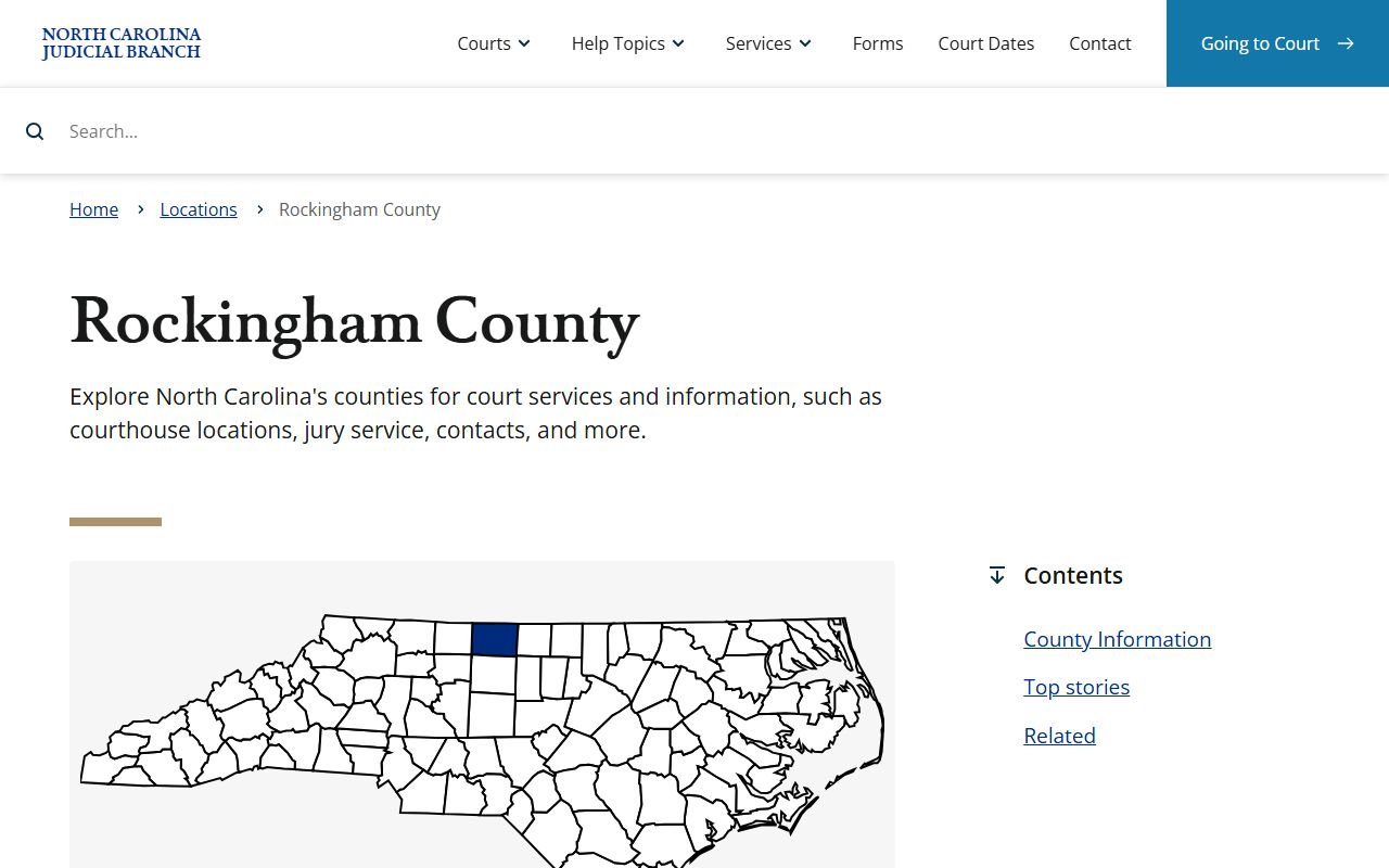 Rockingham County court page for traffic ticket records