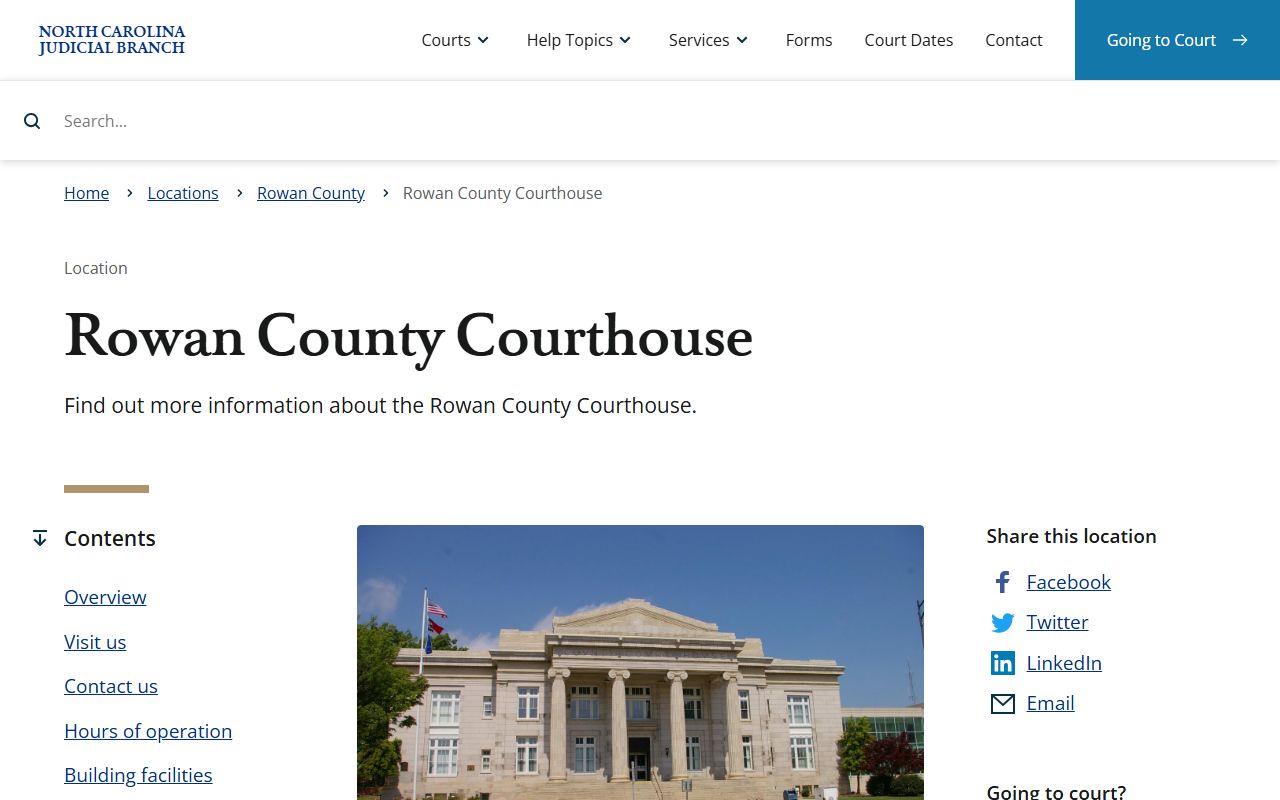 Rowan County courthouse in Salisbury for traffic ticket records