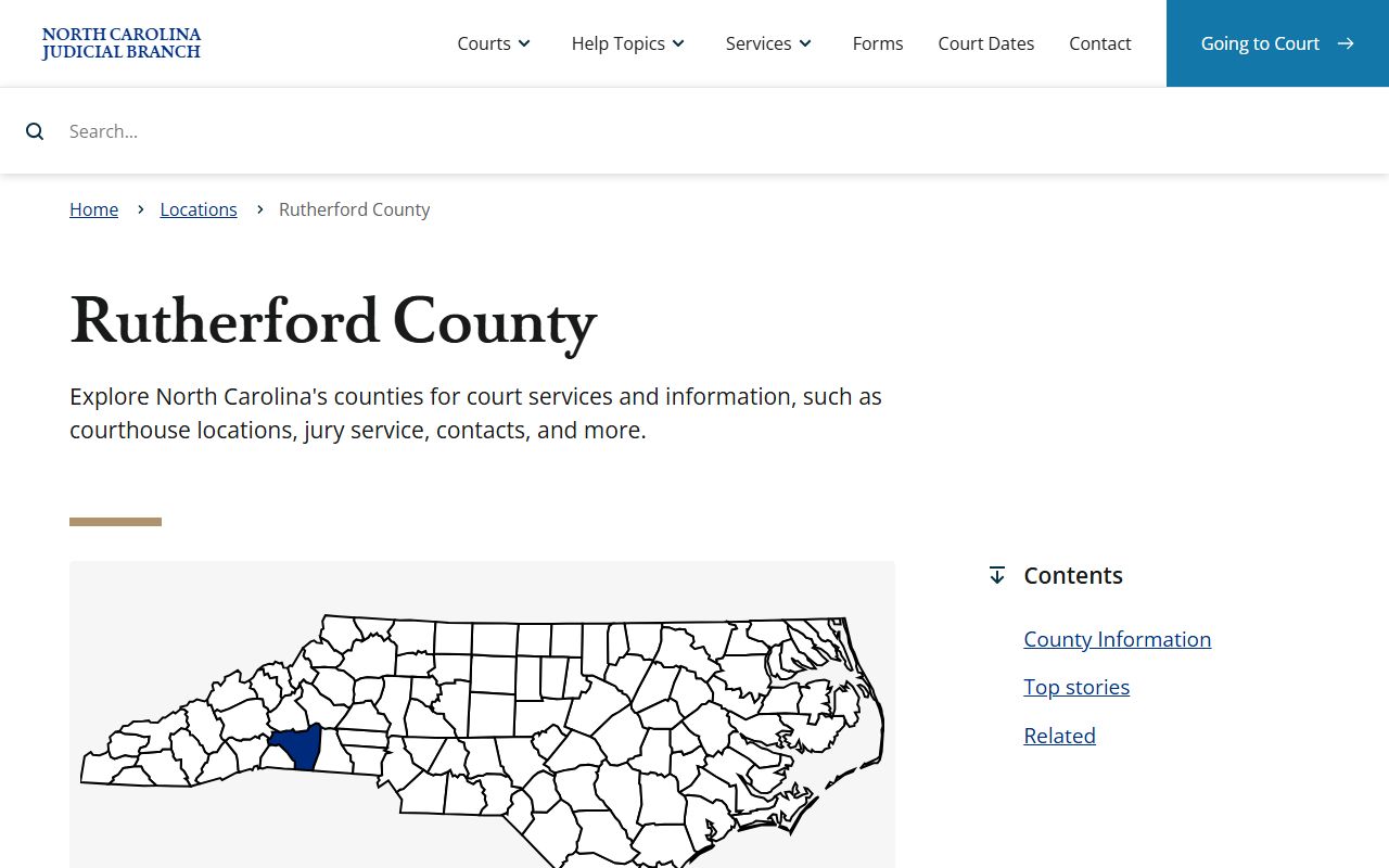 Rutherford County court page for traffic ticket records