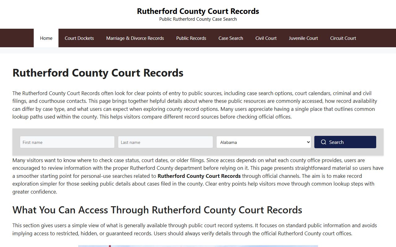 Rutherford County courts page for traffic ticket records