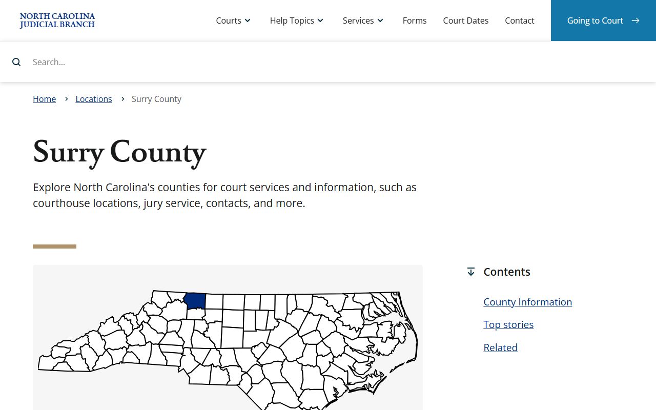 Surry County court page for traffic ticket records