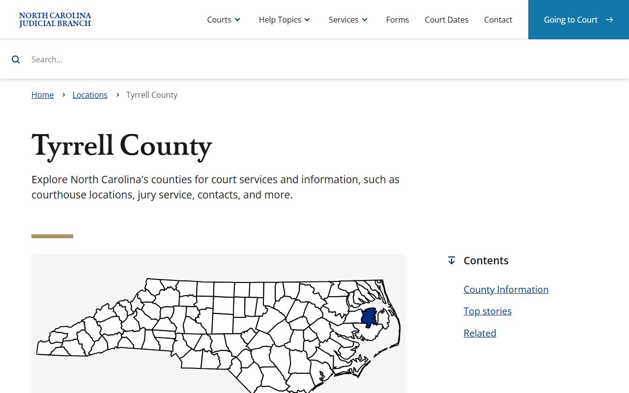 Tyrrell County court page for traffic ticket records