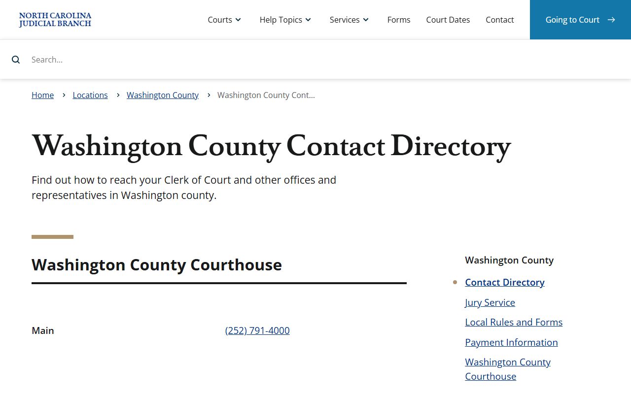 Washington County contact directory for traffic ticket records
