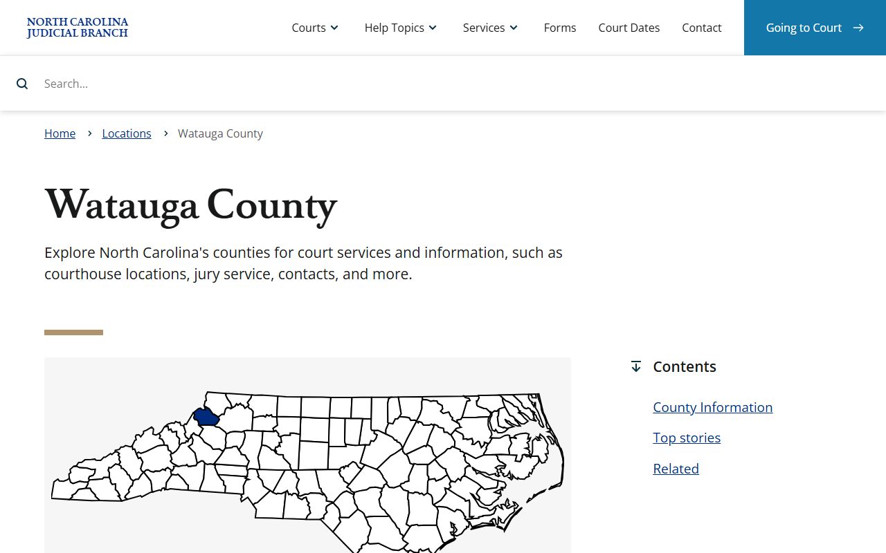 Watauga County court page for traffic ticket records