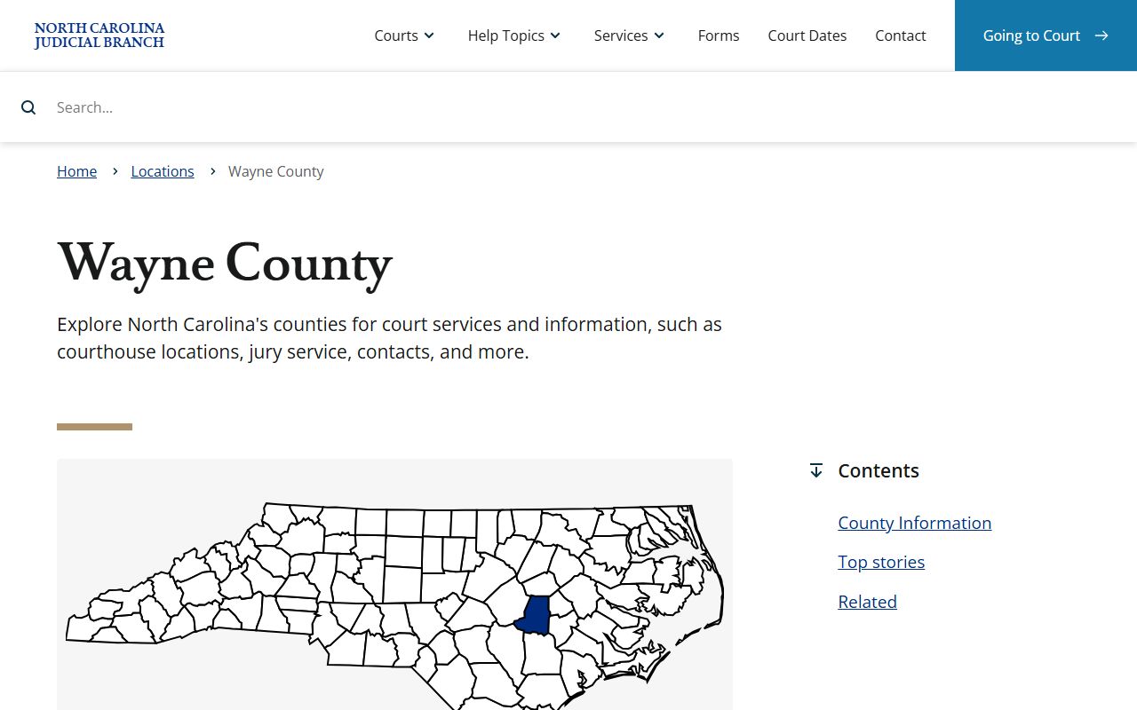 Wayne County court page for traffic ticket records
