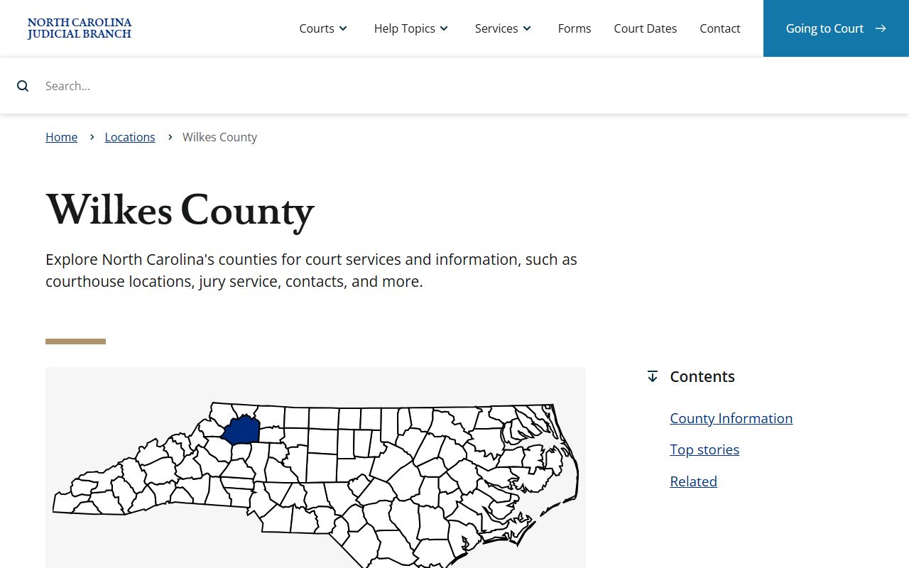 Wilkes County court page for traffic ticket records